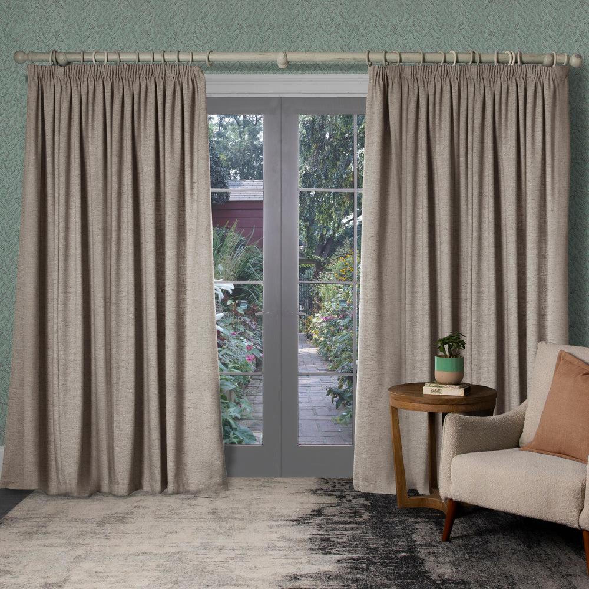 Product photograph of Voyage Maison Marble Polyester Helmsley Woven Pencil Pleat Curtains from Choice Furniture Superstore.