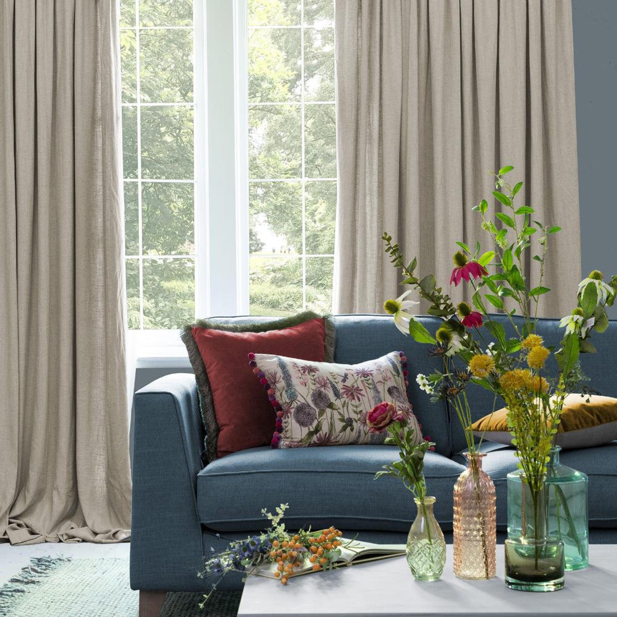 Product photograph of Voyage Maison Clay Polyester Hawley Pencil Pleat Curtains from Choice Furniture Superstore.