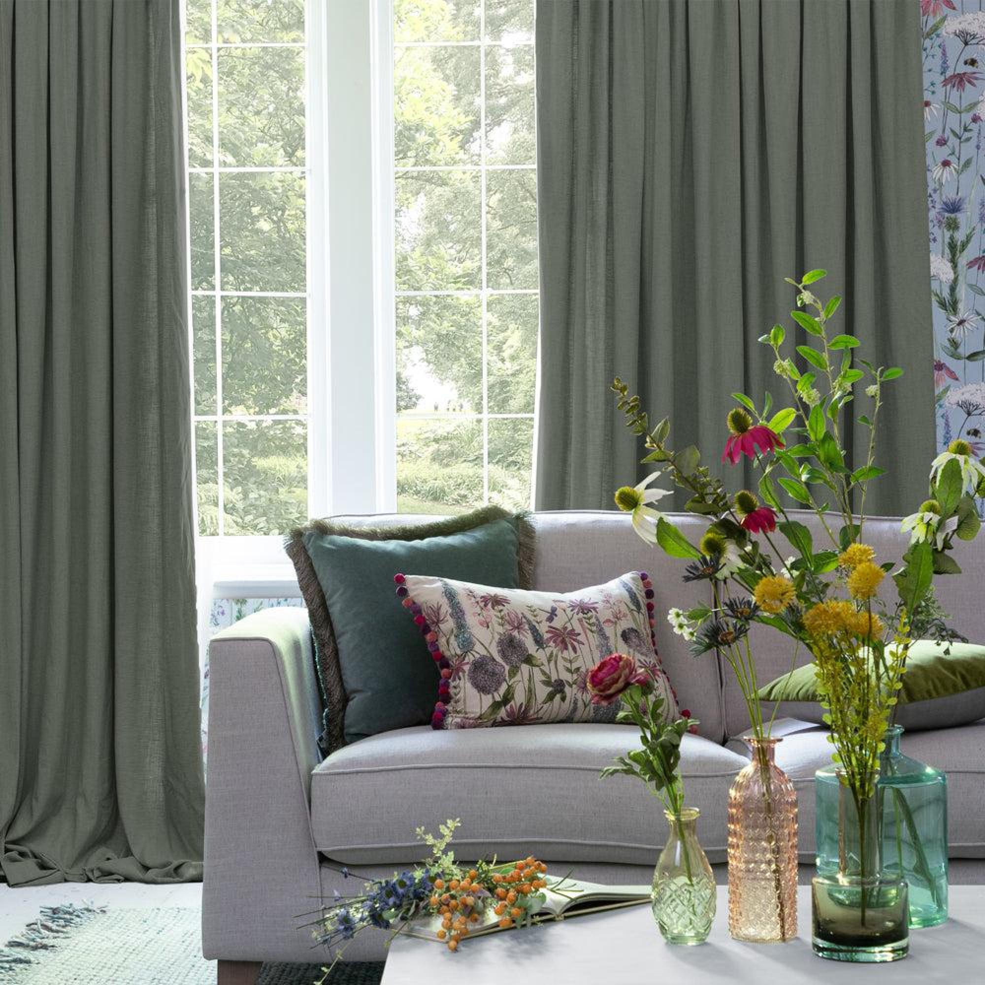 Product photograph of Voyage Maison Forest Polyester Hawley Pencil Pleat Curtains from Choice Furniture Superstore.