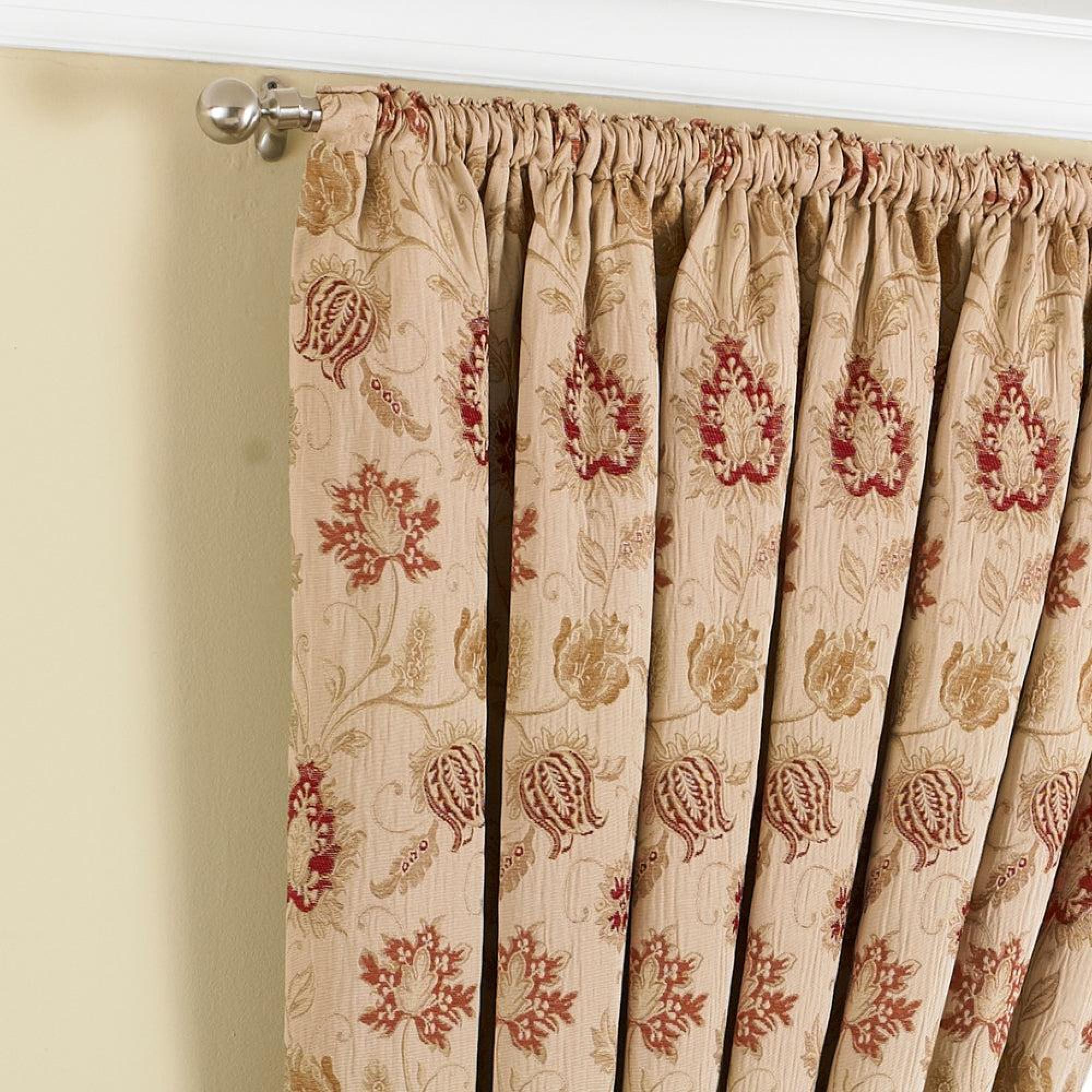 Product photograph of Paoletti Champagne Polyester Zurich Floral Pencil Pleat Curtains from Choice Furniture Superstore.