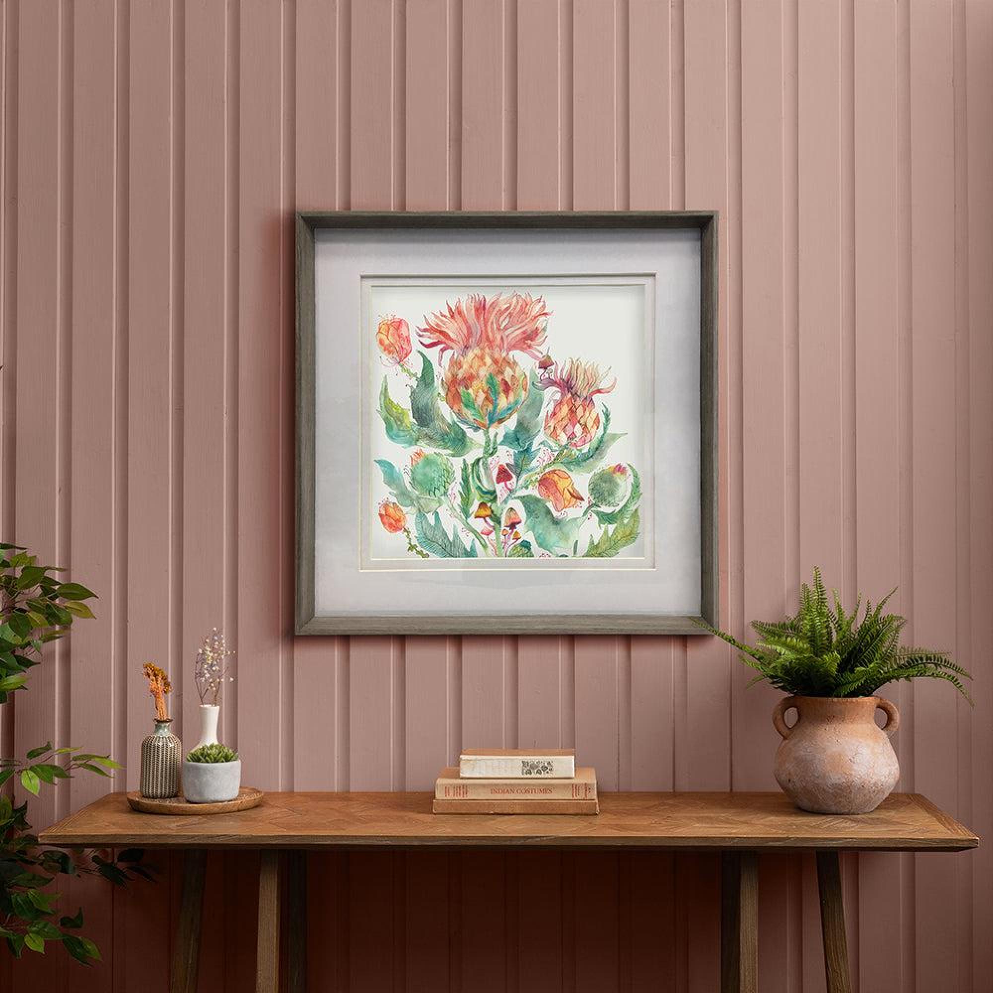 Product photograph of Voyage Maison Nut Wood Enchanting Thistle Framed Print - 81cm X 81cm from Choice Furniture Superstore.