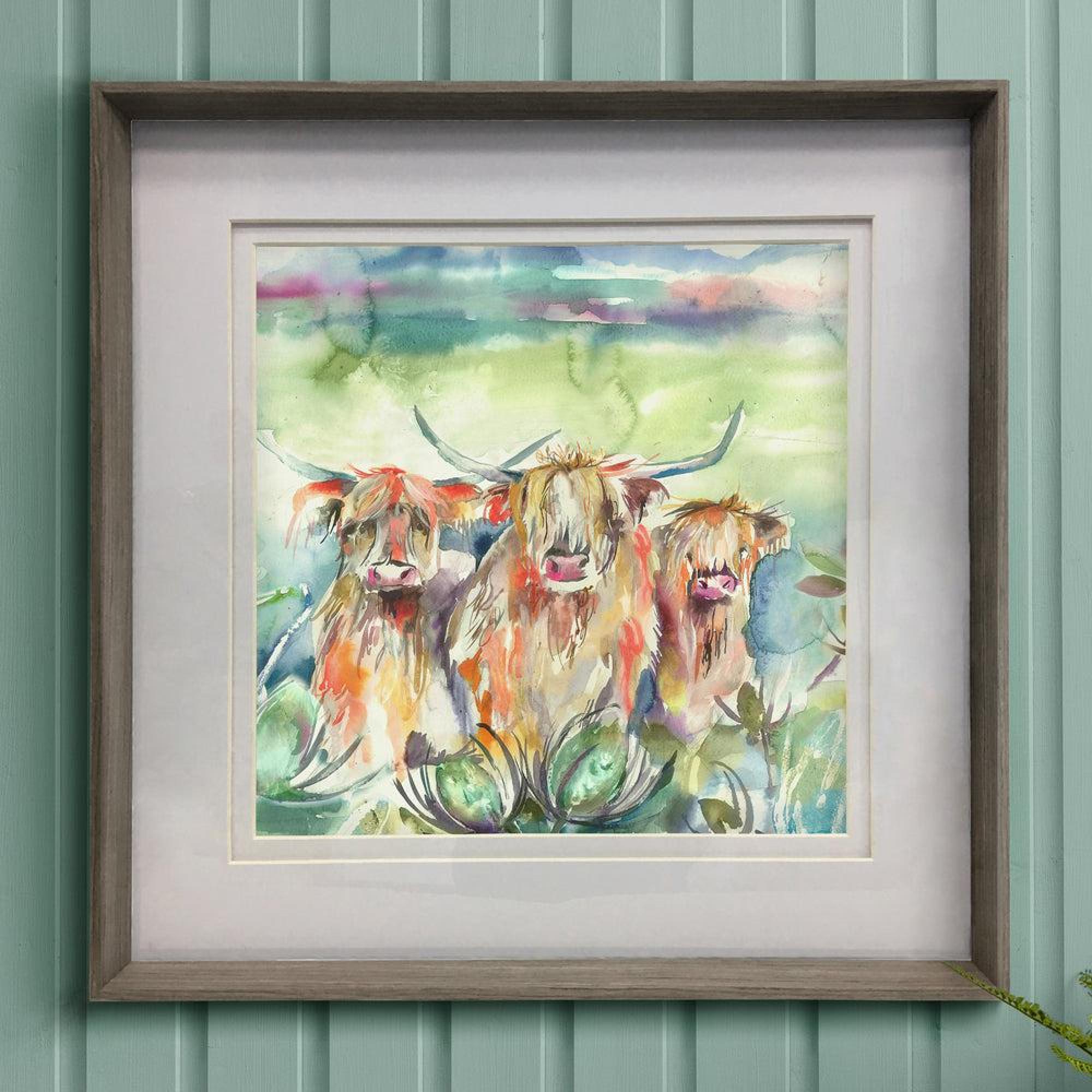 Product photograph of Voyage Maison Nut Wood Heilan Herd Framed Print - 81cm X 81cm from Choice Furniture Superstore.