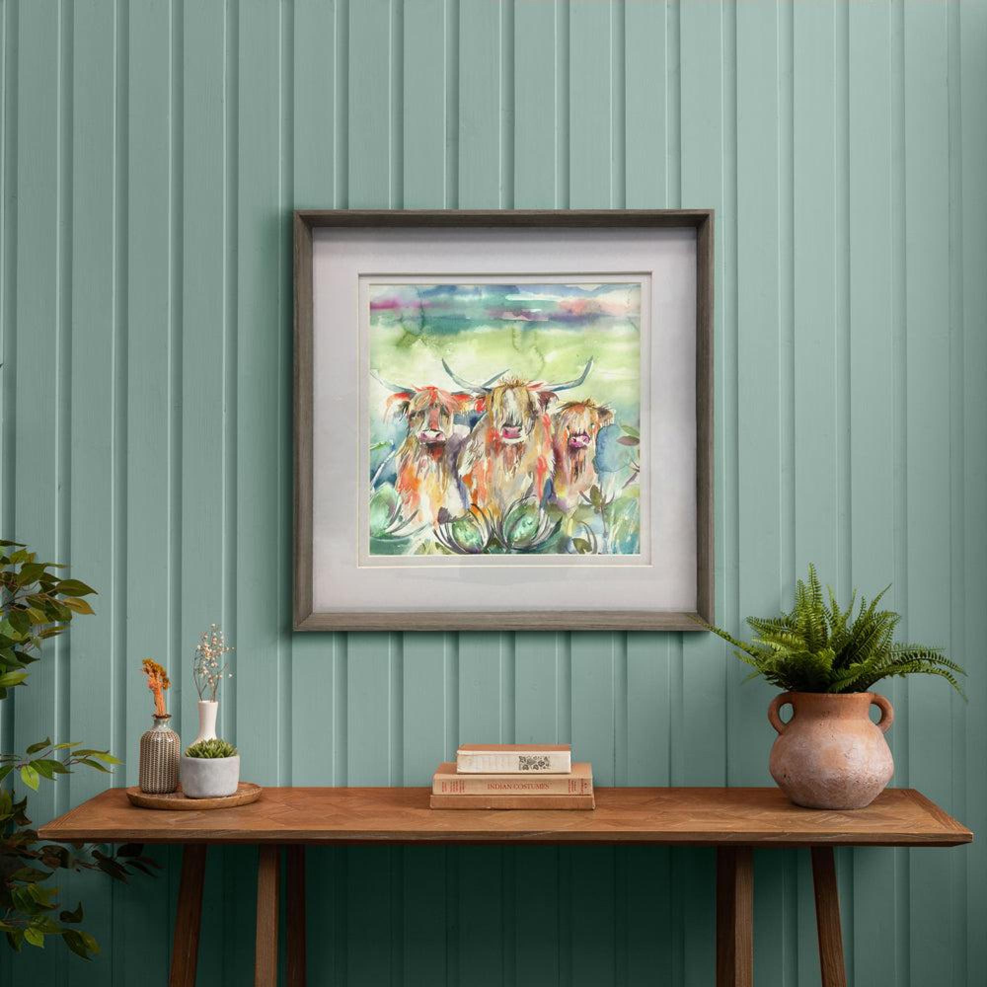 Product photograph of Voyage Maison Nut Wood Heilan Herd Framed Print - 81cm X 81cm from Choice Furniture Superstore.