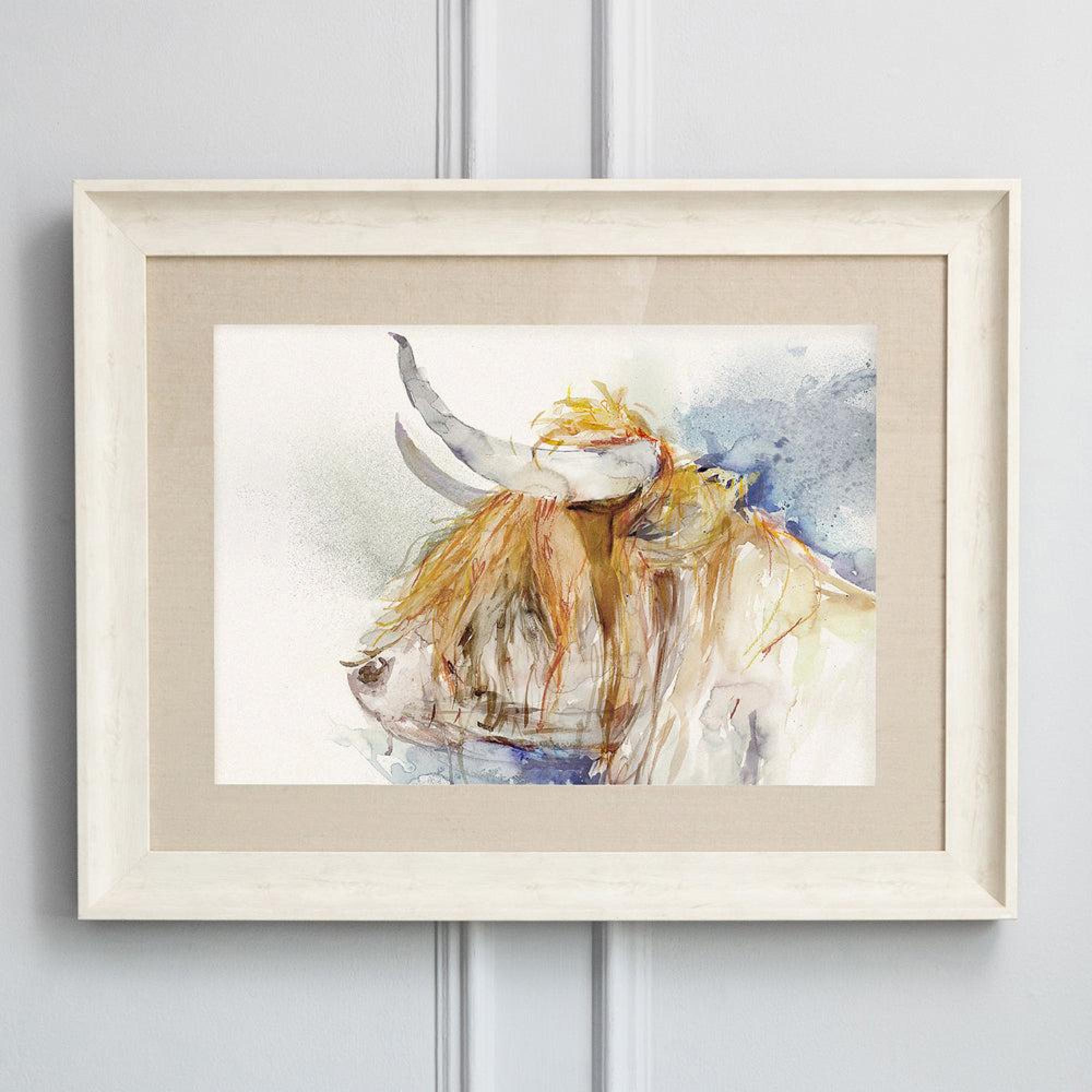 Product photograph of Voyage Maison Birch Wood Highland Cow Framed Print - 90cm X 70cm from Choice Furniture Superstore.