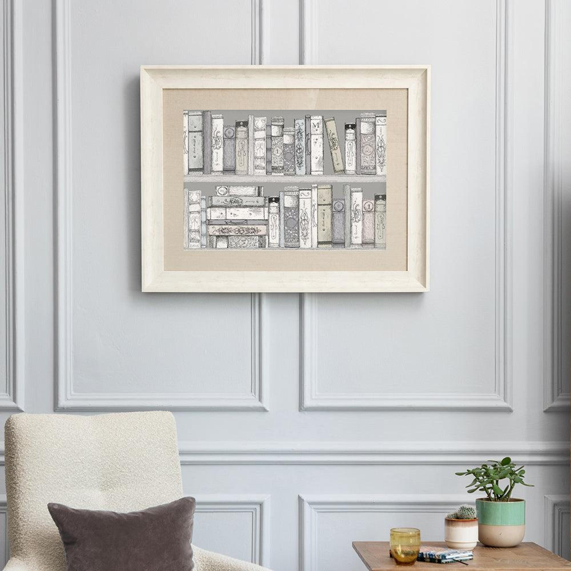 Product photograph of Voyage Maison Birch Wood Library Books Framed Print - 90cm X 70cm from Choice Furniture Superstore.