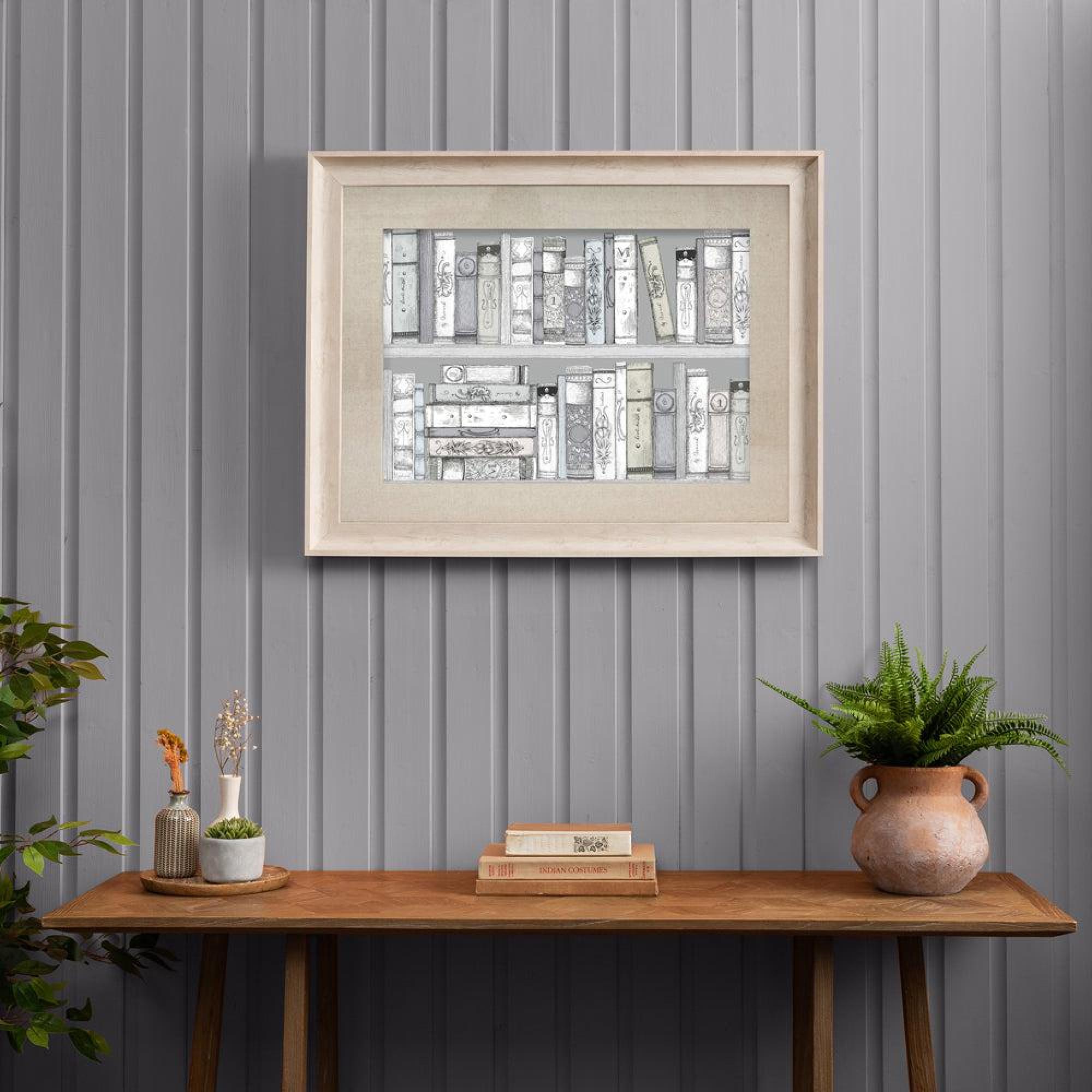 Product photograph of Voyage Maison Birch Wood Library Books Framed Print - 90cm X 70cm from Choice Furniture Superstore.