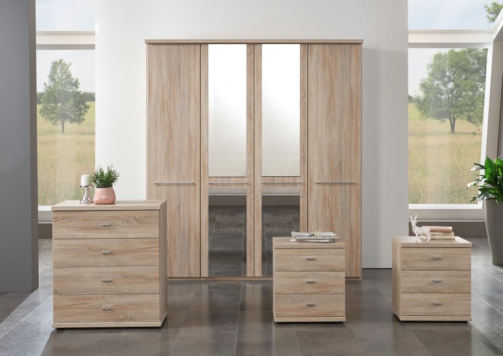 Product photograph of Dakar 2 Wardrobes With Cornice And Silver Handles from Choice Furniture Superstore.