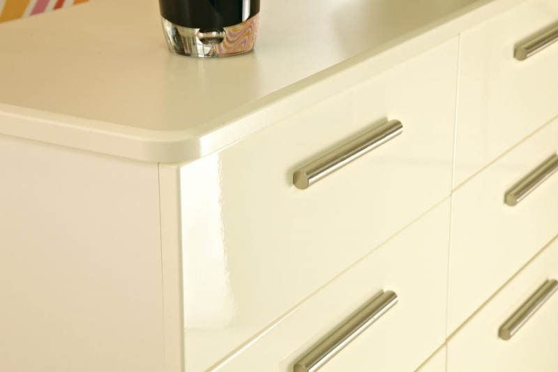 Product photograph of Knightsbridge 6 Drawer Midi Chest - High Gloss Cream from Choice Furniture Superstore.