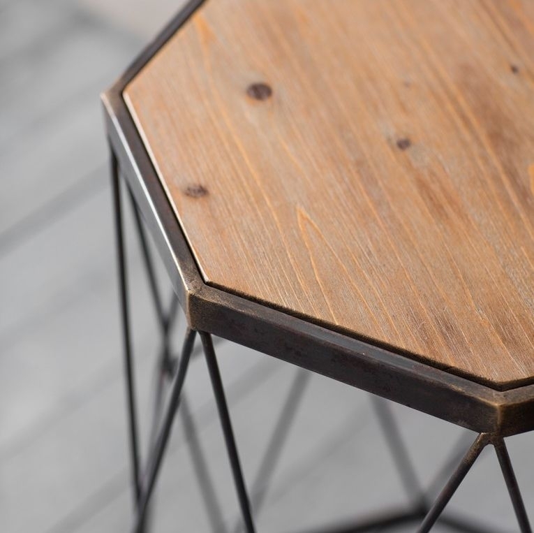Product photograph of Helena Wood And Metal Side Table Set Of 2 from Choice Furniture Superstore.