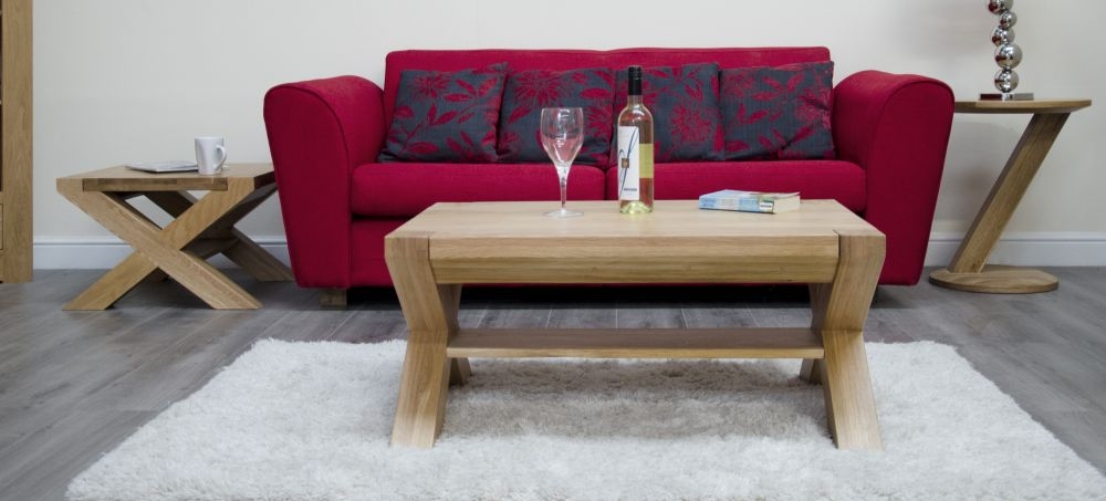Product photograph of Homestyle Gb Trend Oak Medium Coffee Table With X Leg from Choice Furniture Superstore.