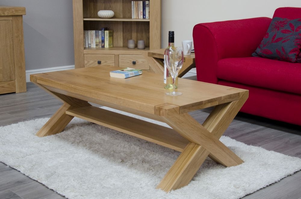 Product photograph of Homestyle Gb Trend Oak Large Coffee Table With X Leg from Choice Furniture Superstore.