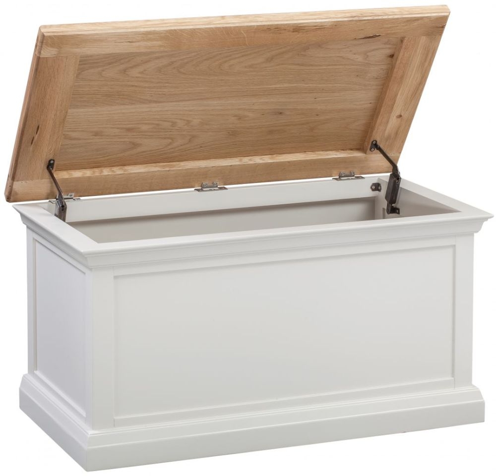 Product photograph of Homestyle Gb Cotswold Oak And Painted Blanket Box from Choice Furniture Superstore.