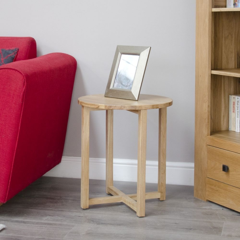 Product photograph of Homestyle Gb Lyon Oak Round Lamp Table from Choice Furniture Superstore.