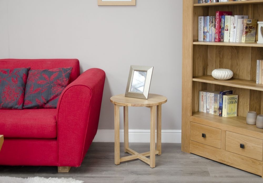 Product photograph of Homestyle Gb Lyon Oak Round Lamp Table from Choice Furniture Superstore.