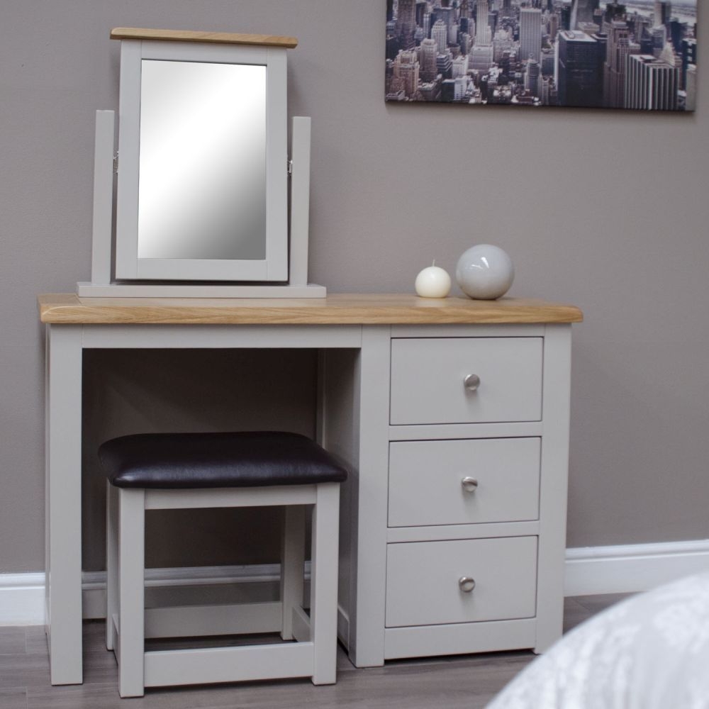 Product photograph of Homestyle Gb Diamond Painted Single Pedestal Dressing Table With Stool from Choice Furniture Superstore.