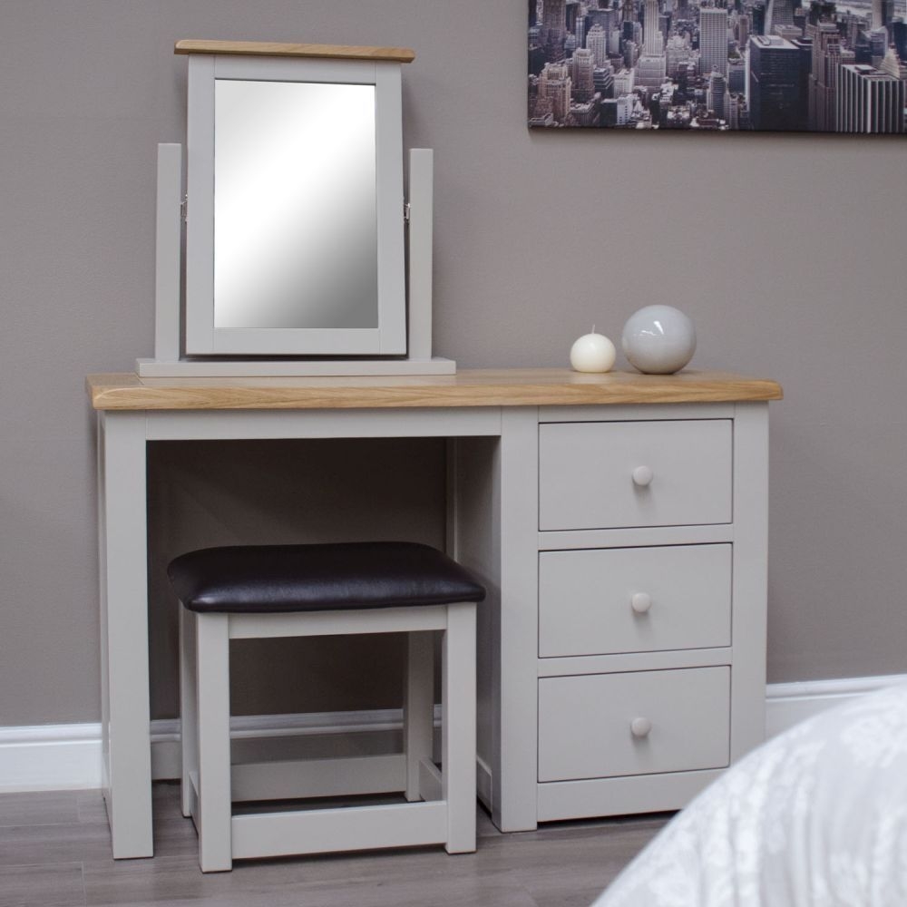 Product photograph of Homestyle Gb Diamond Painted Single Pedestal Dressing Table With Stool from Choice Furniture Superstore.