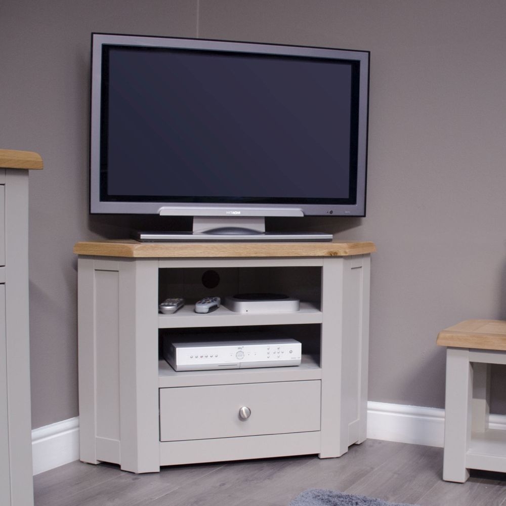 Product photograph of Homestyle Gb Diamond Painted Corner Tv Cabinet from Choice Furniture Superstore.