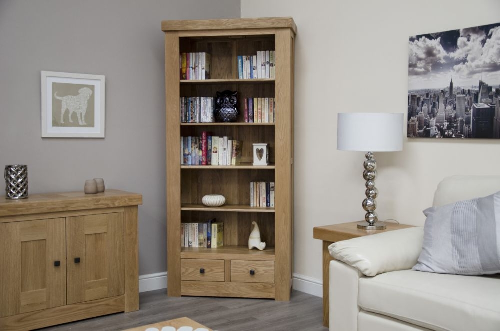 Product photograph of Homestyle Gb Bordeaux Oak 2 Drawer Large Bookcase from Choice Furniture Superstore.