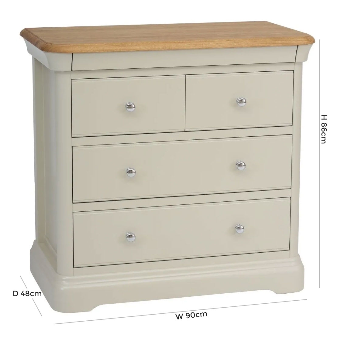 Product photograph of Tch Cromwell 2 2 Drawer Chest - Oak And Painted from Choice Furniture Superstore.