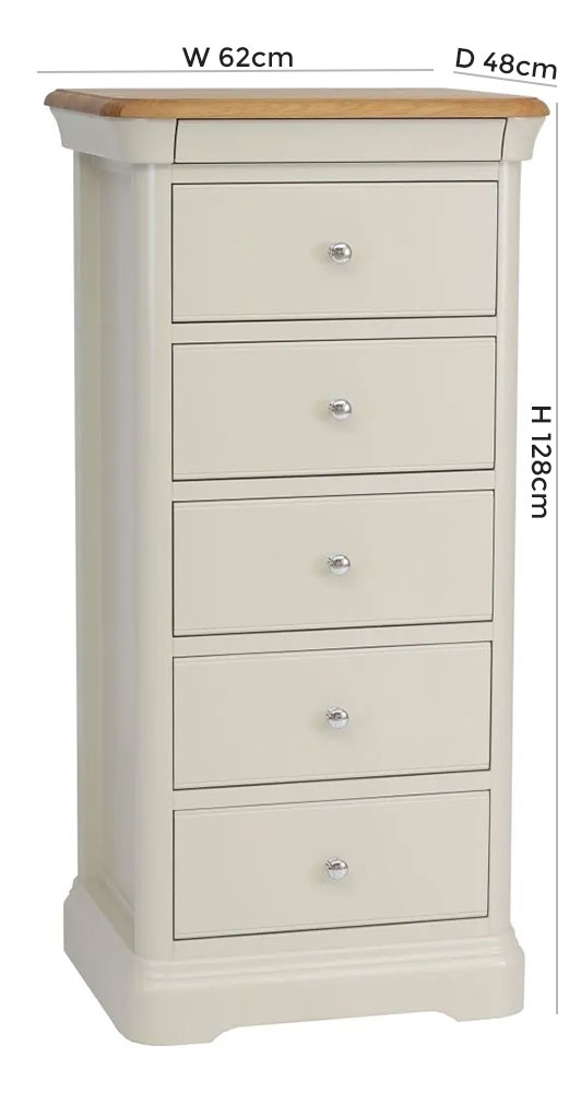 Product photograph of Tch Cromwell 5 Drawer Chest - Oak And Painted from Choice Furniture Superstore.