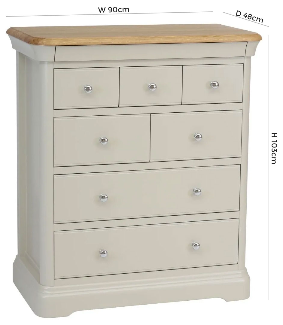 Product photograph of Tch Cromwell 7 Drawer Chest - Oak And Painted from Choice Furniture Superstore.