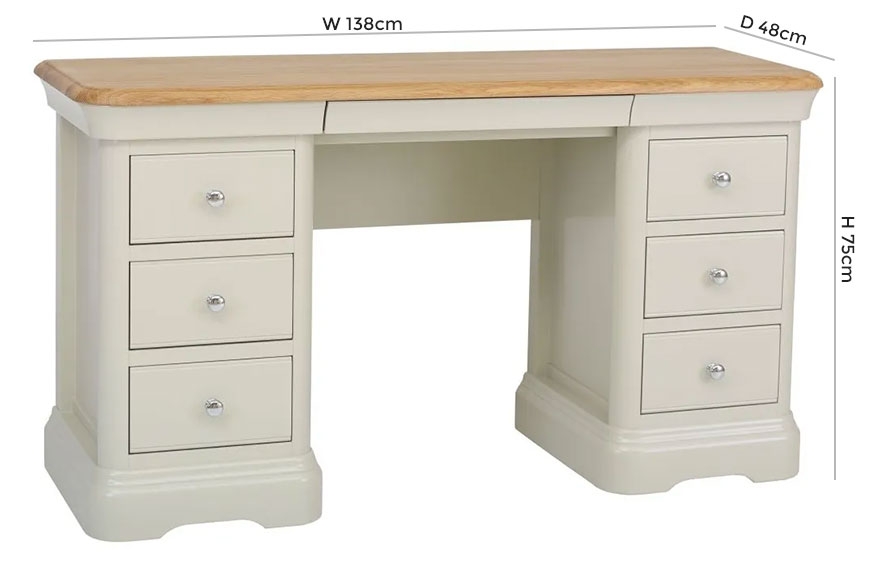 Product photograph of Tch Cromwell Double Pedestal Dressing Table - Oak And Painted from Choice Furniture Superstore.