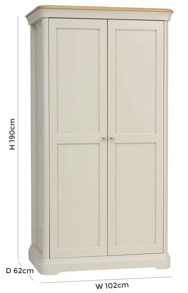 Product photograph of Tch Cromwell 2 Door Wardrobe - Oak And Painted from Choice Furniture Superstore.