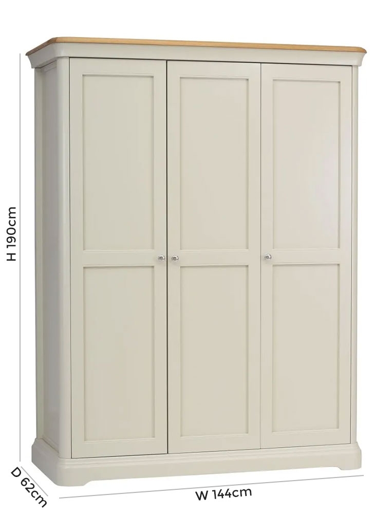 Product photograph of Tch Cromwell 3 Door Wardrobe - Oak And Painted from Choice Furniture Superstore.