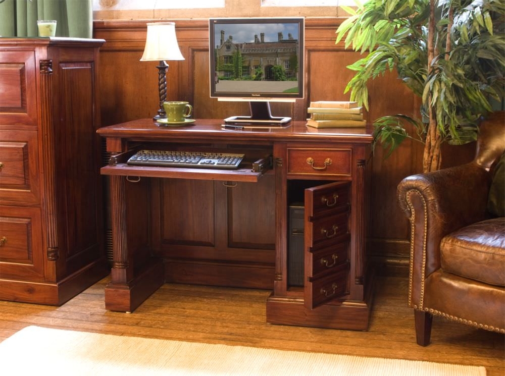 Product photograph of La Roque Mahogany 6 Drawer Computer Desk from Choice Furniture Superstore.