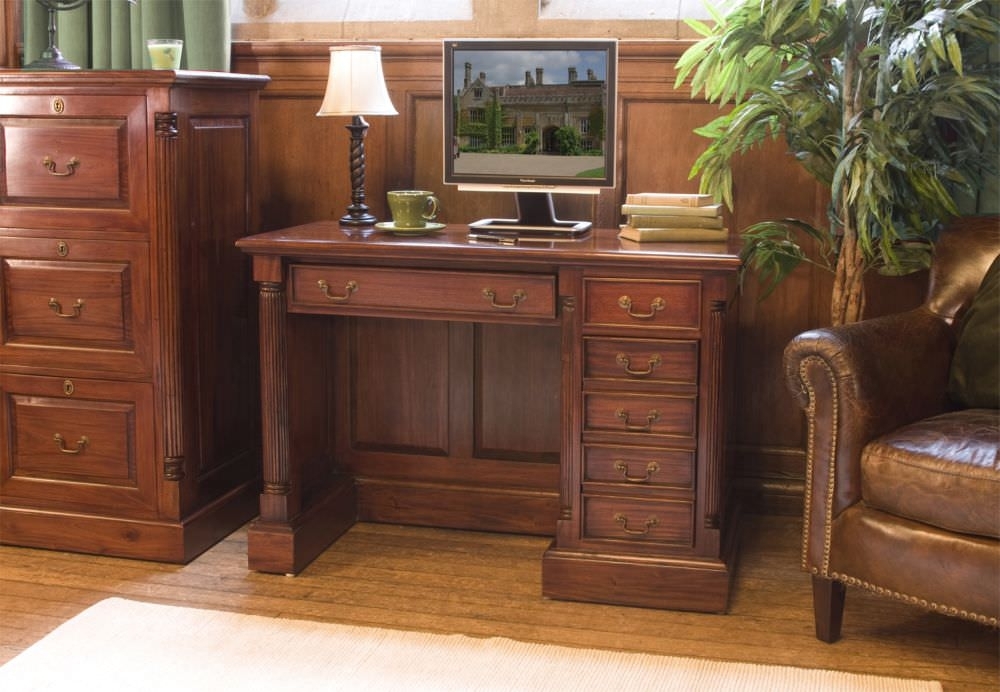 Product photograph of La Roque Mahogany 6 Drawer Computer Desk from Choice Furniture Superstore.