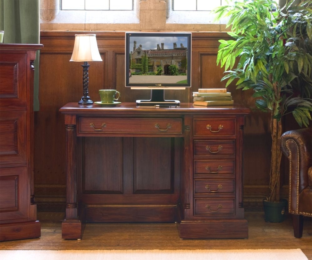 Product photograph of La Roque Mahogany 6 Drawer Computer Desk from Choice Furniture Superstore.