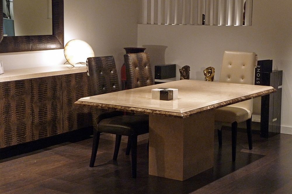 Product photograph of Stone International Parthenon Marble Dining Table from Choice Furniture Superstore.