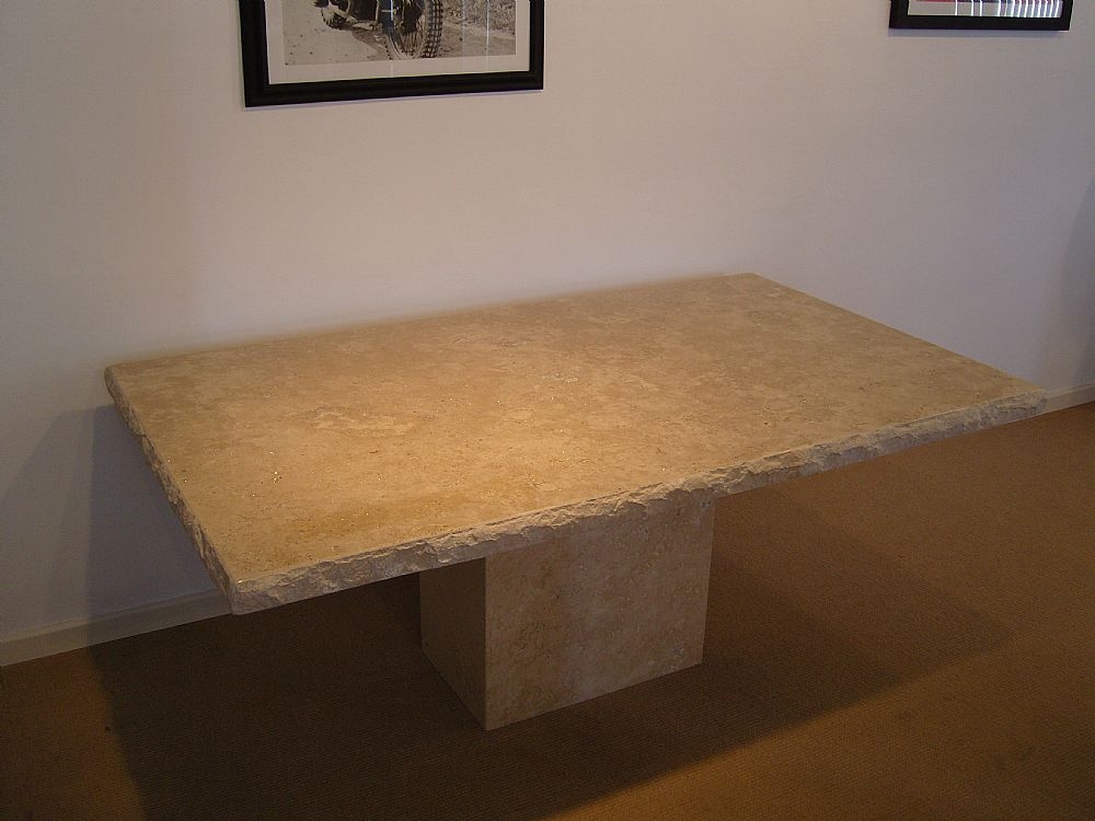 Product photograph of Stone International Roma Chiseled Edge Marble Dining Table from Choice Furniture Superstore.