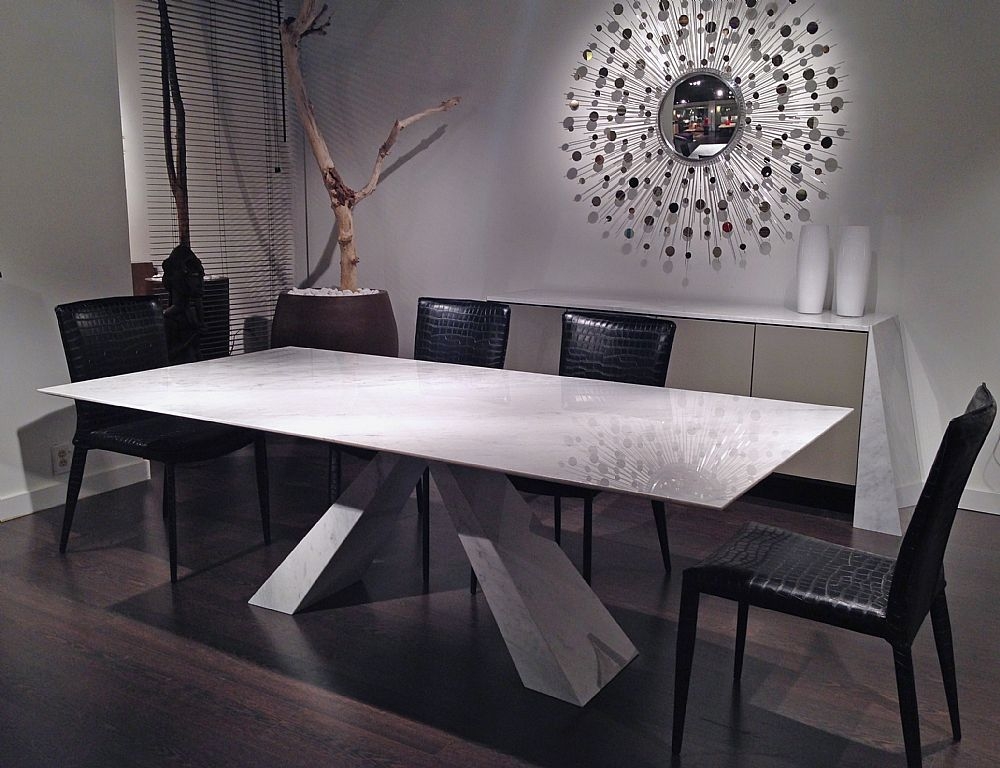 Product photograph of Stone International Butterfly Marble Dining Table from Choice Furniture Superstore.