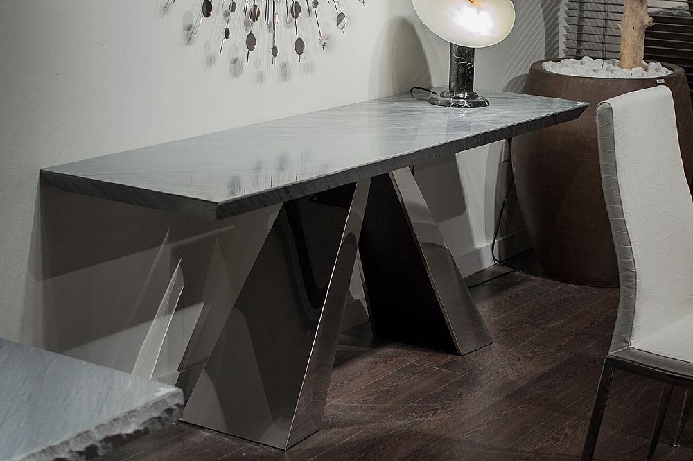 Product photograph of Stone International Butterfly Occasional Table - Marble And Polished Stainless Steel from Choice Furniture Superstore.