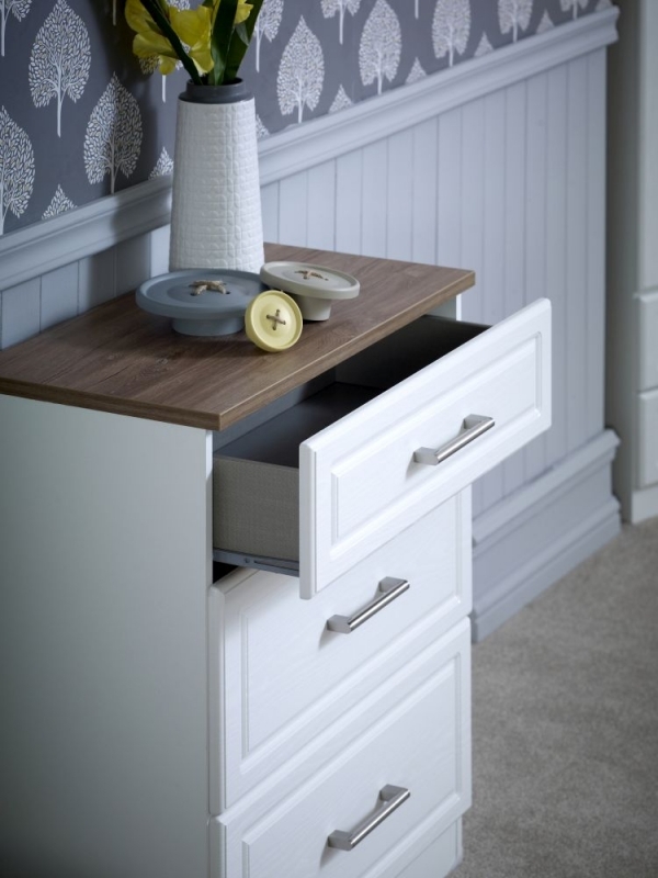 Product photograph of Kent 3 Drawer Bedside Cabinet - White Ash And Oak from Choice Furniture Superstore.