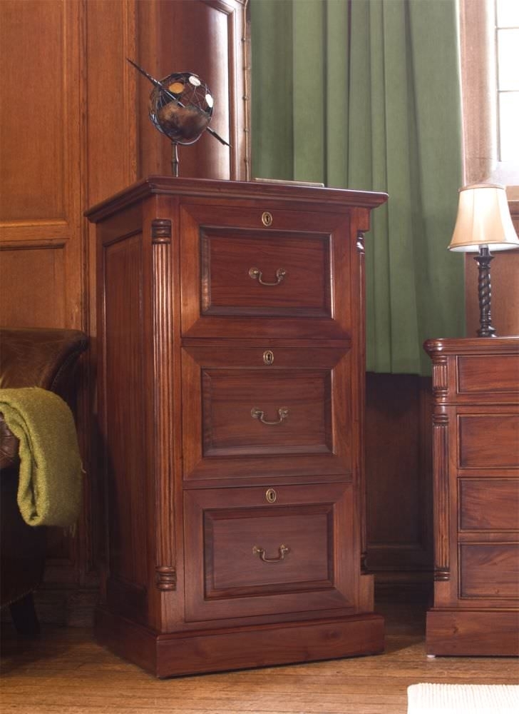 Product photograph of La Roque Mahogany 3 Drawer Filing Cabinet from Choice Furniture Superstore.