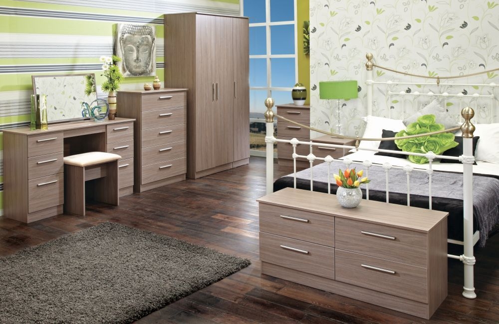 Product photograph of Contrast Toronto Walnut 6 Drawer Double Dressing Table from Choice Furniture Superstore.