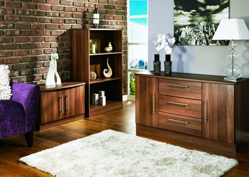 Product photograph of Sherwood Walnut Effect Wide Sideboard - 2 Doors from Choice Furniture Superstore.