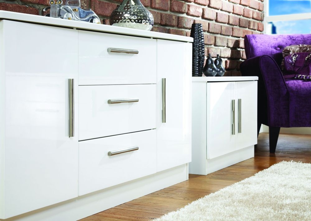 Product photograph of Knightsbridge White Gloss Wide Sideboard - 2 Doors from Choice Furniture Superstore.