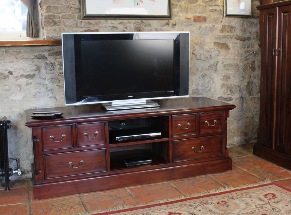 Product photograph of La Roque Mahogany Wide Tv Cabinet from Choice Furniture Superstore.