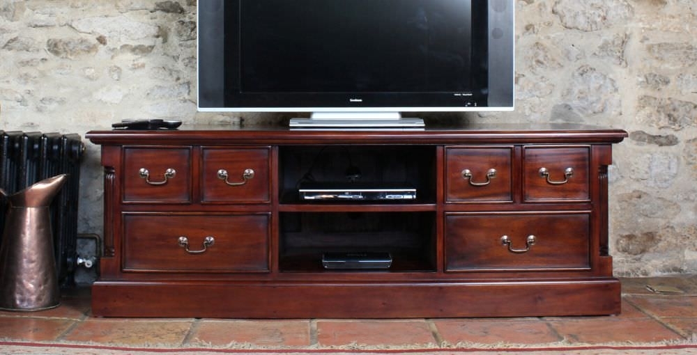 Product photograph of La Roque Mahogany Wide Tv Cabinet from Choice Furniture Superstore.
