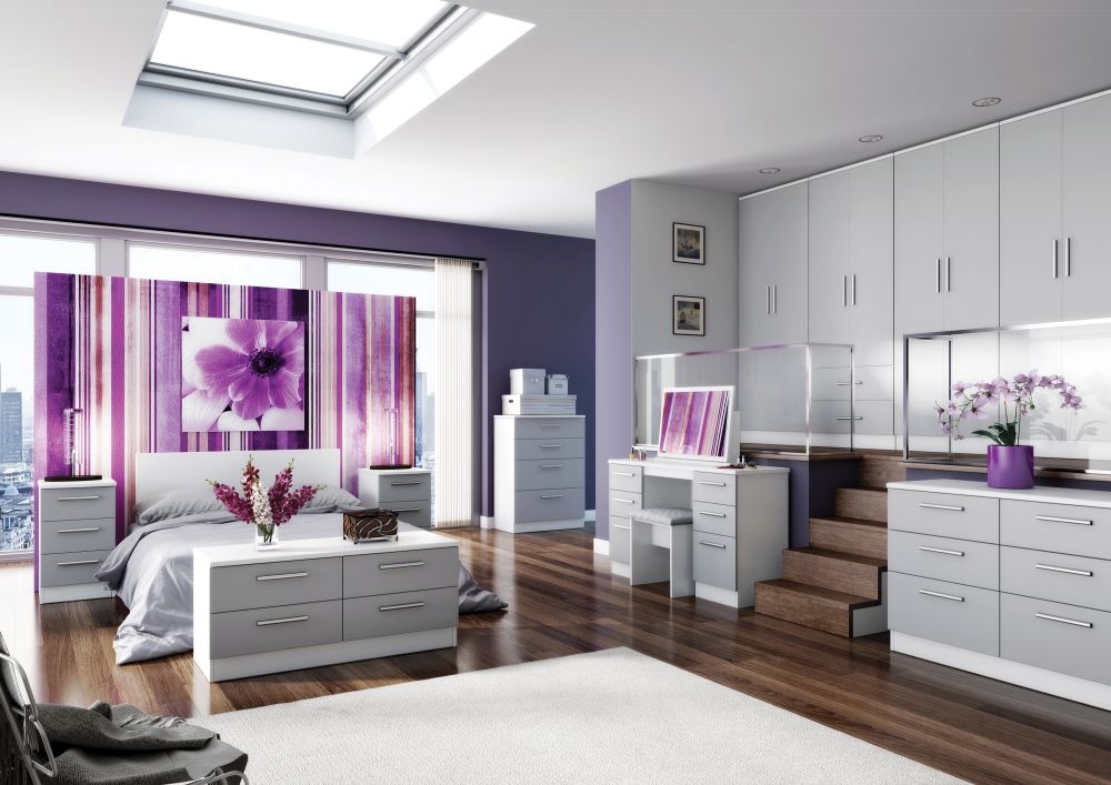 Product photograph of Knightsbridge Cashmere Matt And White 3 Drawer Beside Cabinet from Choice Furniture Superstore.