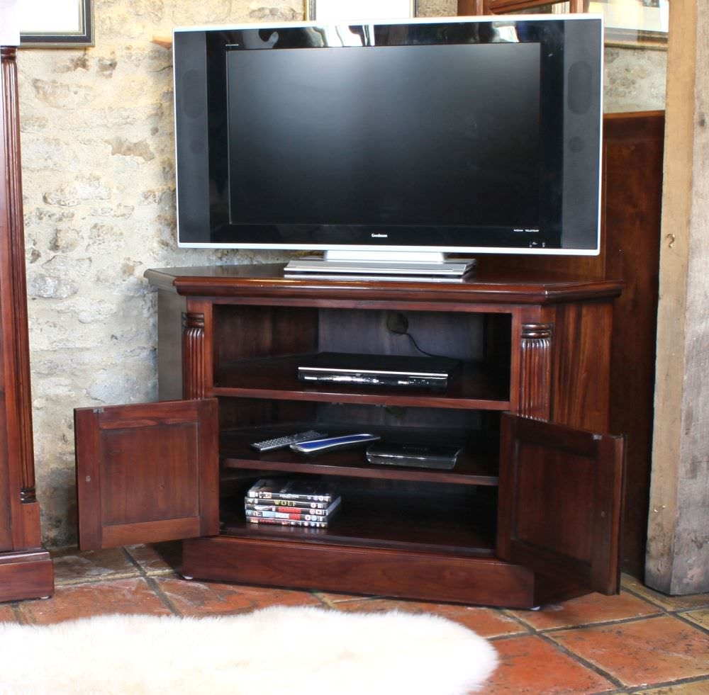 Product photograph of La Roque Mahogany Corner Tv Cabinet from Choice Furniture Superstore.