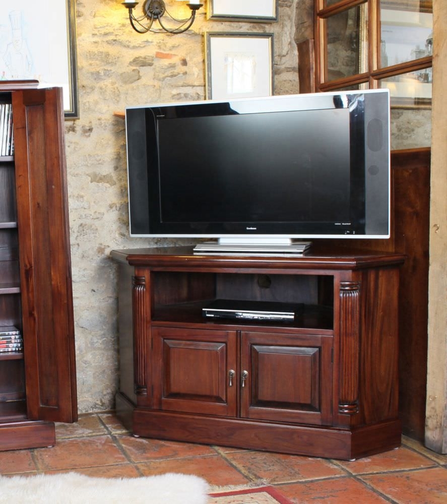 Product photograph of La Roque Mahogany Corner Tv Cabinet from Choice Furniture Superstore.