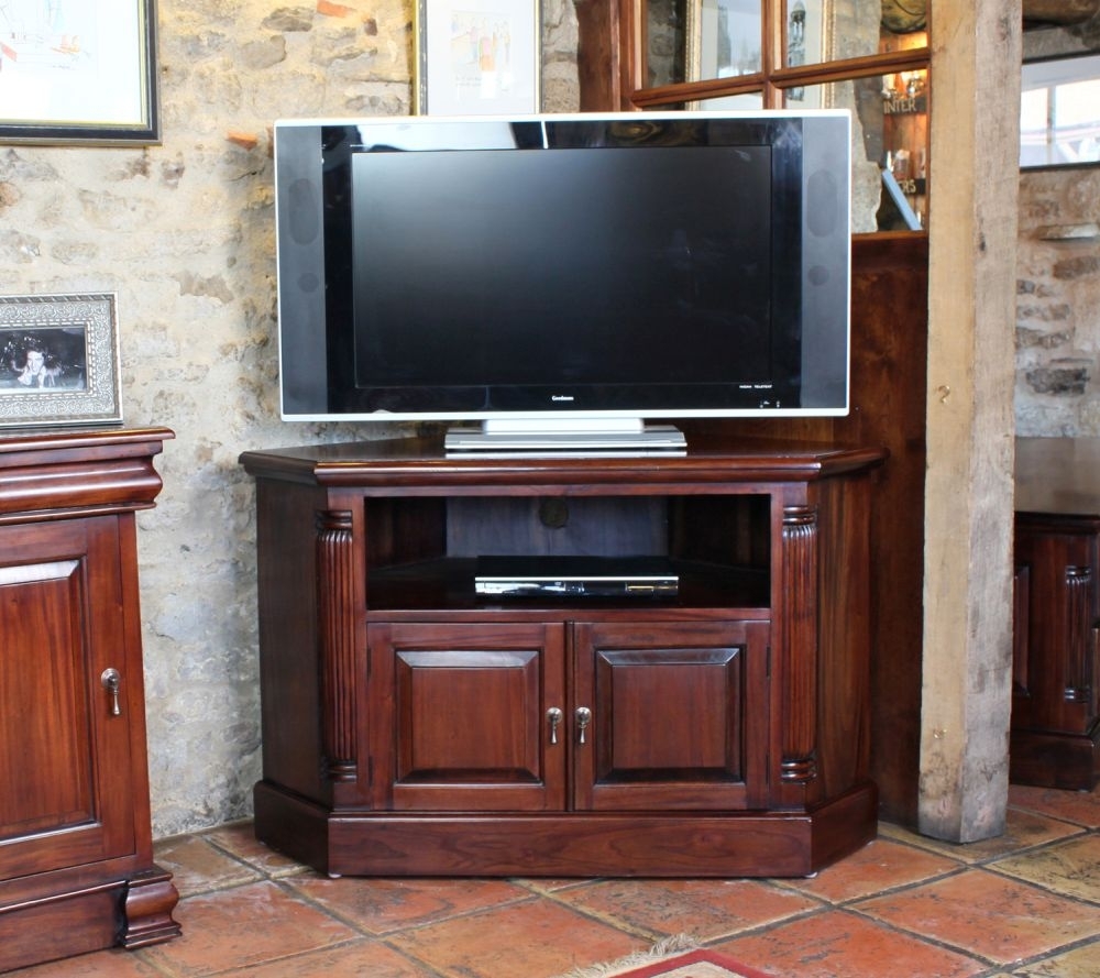 Product photograph of La Roque Mahogany Corner Tv Cabinet from Choice Furniture Superstore.