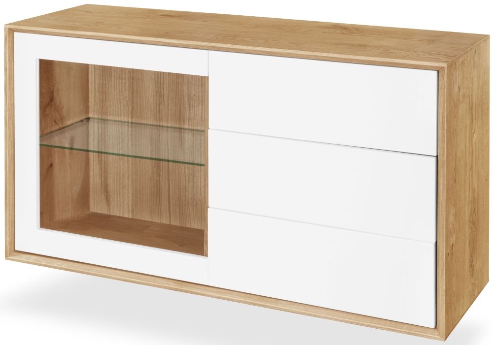 Product photograph of Clemence Richard Modena Oak 1 Glass Door Combi Sideboard from Choice Furniture Superstore.