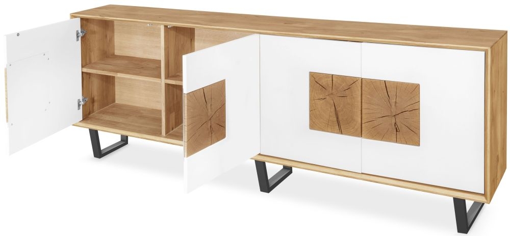 Product photograph of Clemence Richard Modena Oak 4 Door Wide Sideboard from Choice Furniture Superstore.