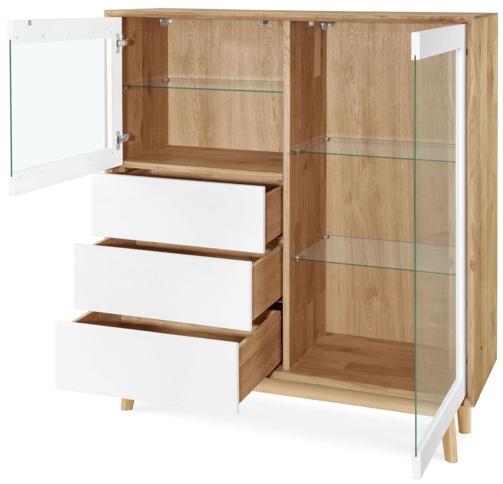 Product photograph of Clemence Richard Modena Oak 2 Door Combi Display Cabinet from Choice Furniture Superstore.
