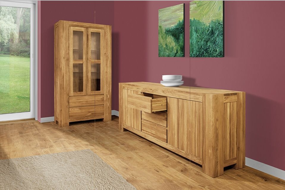 Product photograph of Clemence Richard Massive Oak Medium Sideboard from Choice Furniture Superstore.